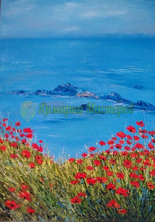<div style=margin-left:10px><h1>Пейзаж "Море и маки" холст масло мастихин 35 на 25 см</h1><p><a href="/catalog/kartiny/">Картини</a> » <a href="/catalog/kartiny/jivopis/">Живопис</a></p><i class="fa fa-map-marker"></i> Винницкая область, Винница<br /><br /><div class="socdata"><script src="//yastatic.net/es5-shims/0.0.2/es5-shims.min.js"></script>
                                            <script src="//yastatic.net/share2/share.js"></script>
                                            <div class="ya-share2" data-services="facebook,gplus,twitter,lj,viber,whatsapp,skype" data-counter=""></div></div>
